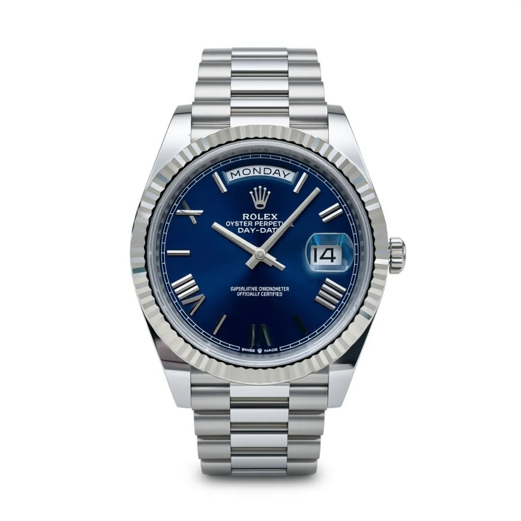 RLX Day-Date "President" 40mm White Gold Blue Roman Dial - 228239