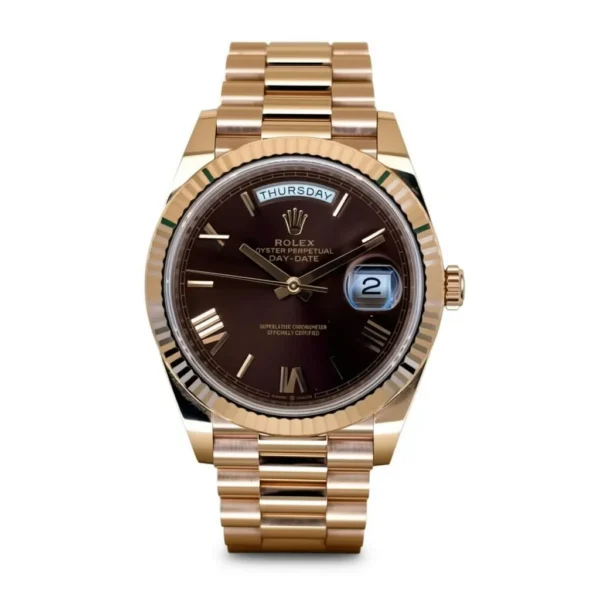 RLX Day-Date "President" 40mm Everose Gold Chocolate Roman Dial - 228235
