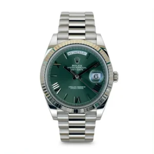 RLX Day-Date "President" 40mm White Gold Green Roman Dial - 228239