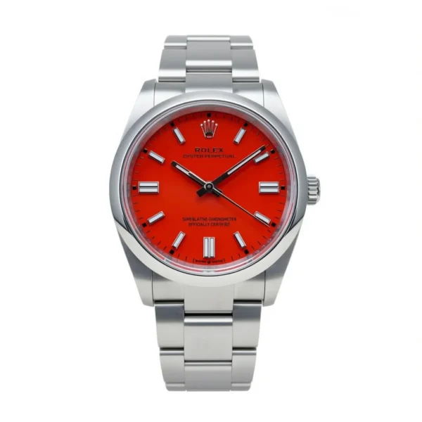 RLX Oyster Perpetual 36mm 126000-0007 Coral Red Dial Steel Watch