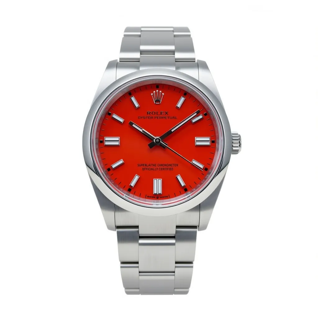 RLX Oyster Perpetual 36mm 126000-0007 Coral Red Dial Steel Watch