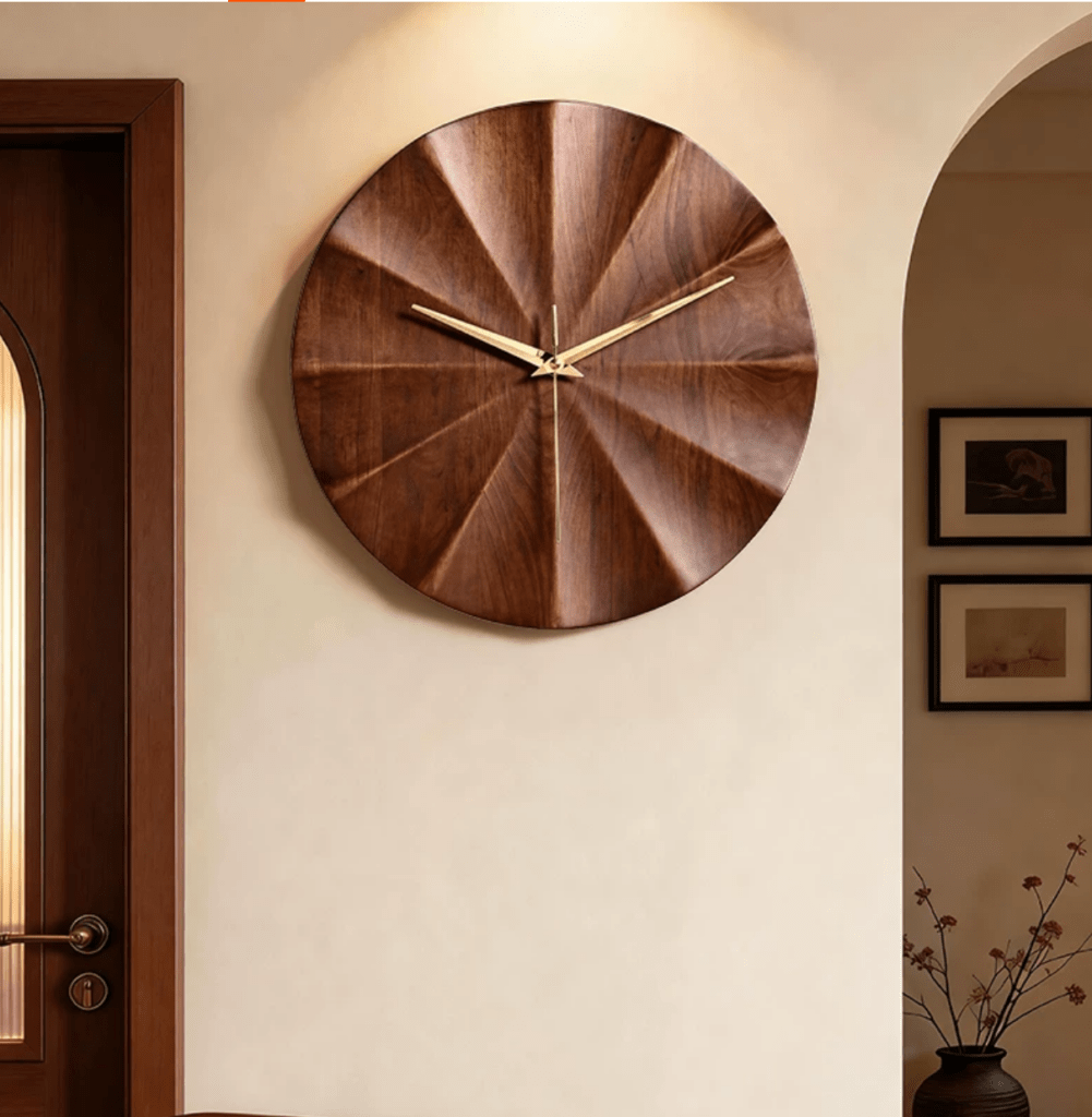 Mid-Century Walnut Wall Clock for Living Room
