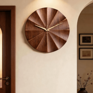 Mid-Century Walnut Wall Clock for Living Room