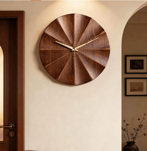 Mid-Century Walnut Wall Clock for Living Room
