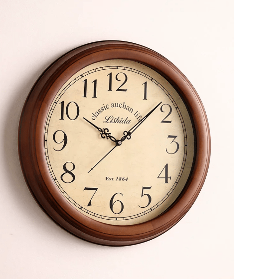 Vintage Solid Wood Silent Wall Clock for Living Room