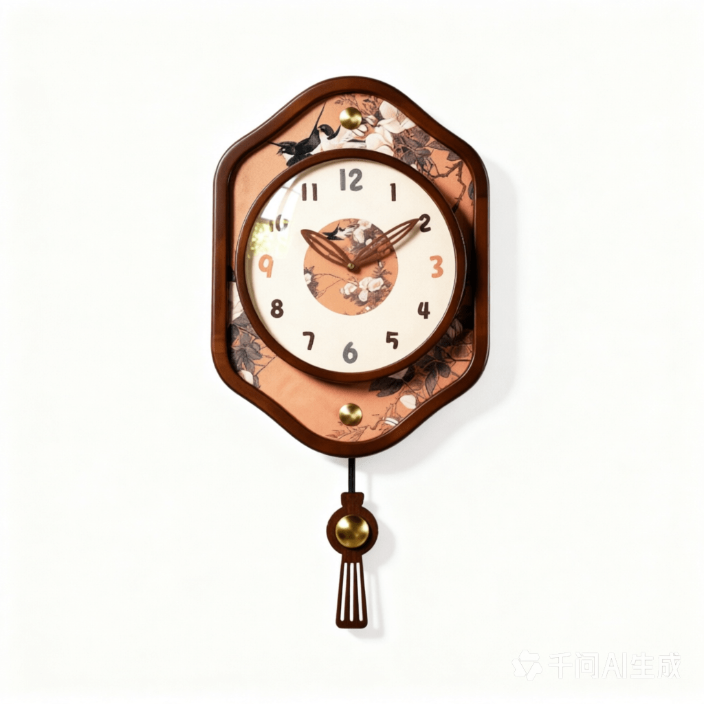 Mid-Century Luxury Solid Wood Wall Clock for Living Room