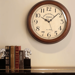 Vintage Solid Wood Silent Wall Clock for Living Room