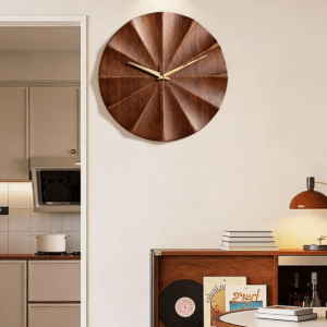 Mid-Century Walnut Wall Clock for Living Room