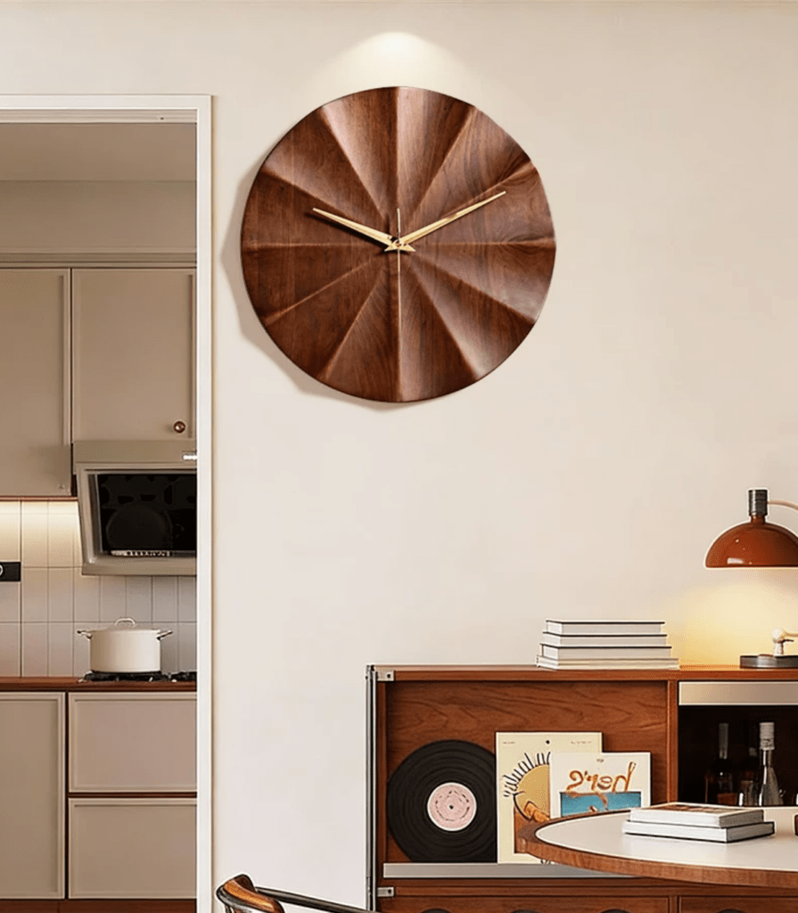 Mid-Century Walnut Wall Clock for Living Room