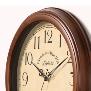 Vintage Solid Wood Silent Wall Clock for Living Room