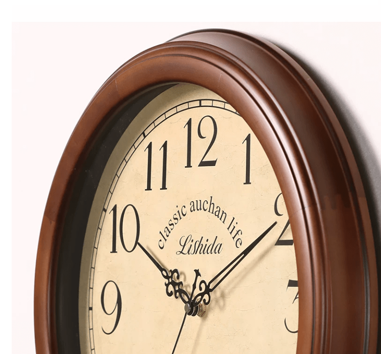 Vintage Solid Wood Silent Wall Clock for Living Room