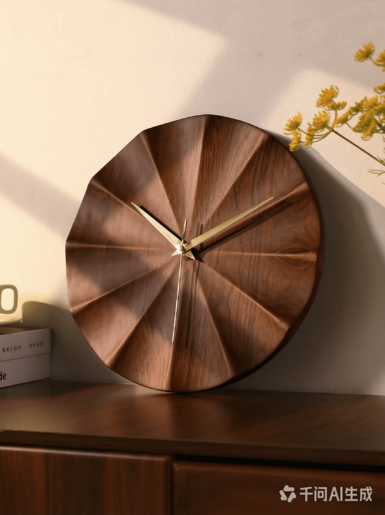 Mid-Century Walnut Wall Clock for Living Room