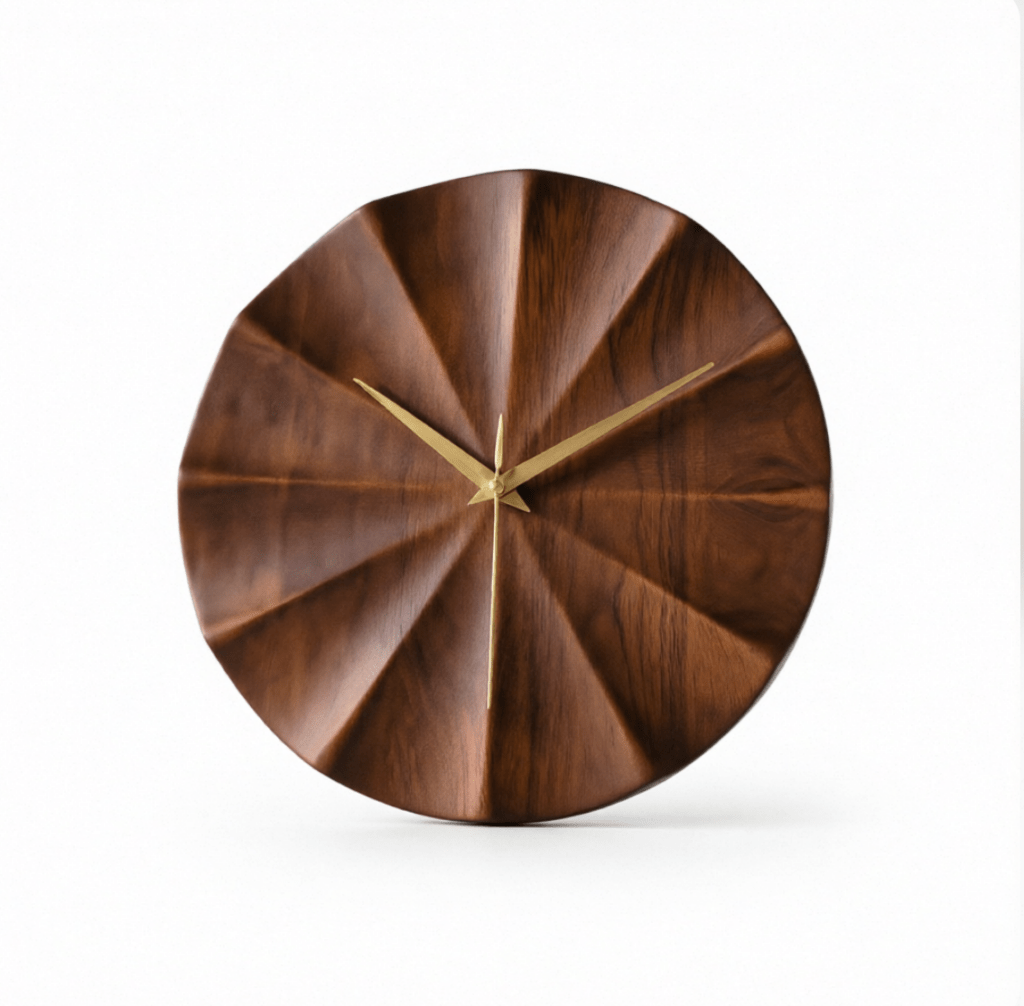 Mid-Century Walnut Wall Clock for Living Room
