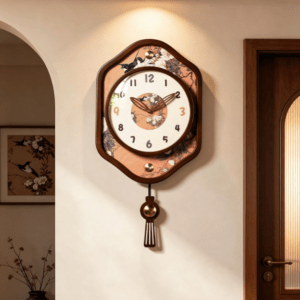 Mid-Century Luxury Solid Wood Wall Clock for Living Room