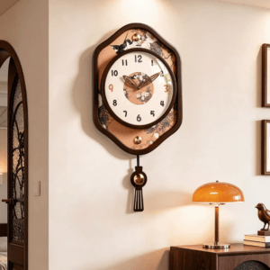 Mid-Century Luxury Solid Wood Wall Clock for Living Room