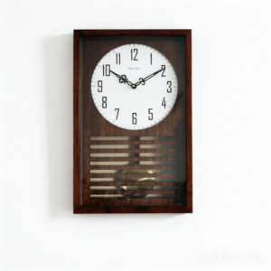 Mid-Century Vintage Quartz Swing Table Clock with Musical Chime & Solid Wood Wall Clock