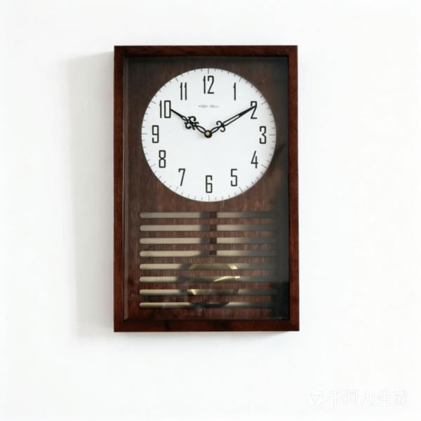Mid-Century Vintage Quartz Swing Table Clock with Musical Chime & Solid Wood Wall Clock